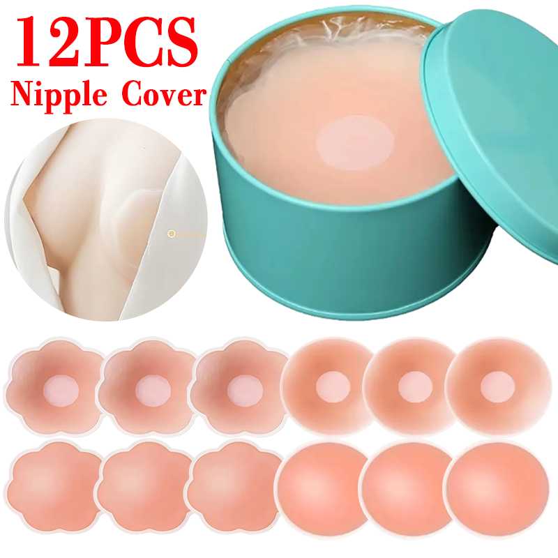 Push Up Bra Silicone - 6/12 Pezzi Copricapezzoli Adesivi Invisibili Riutilizzabili,