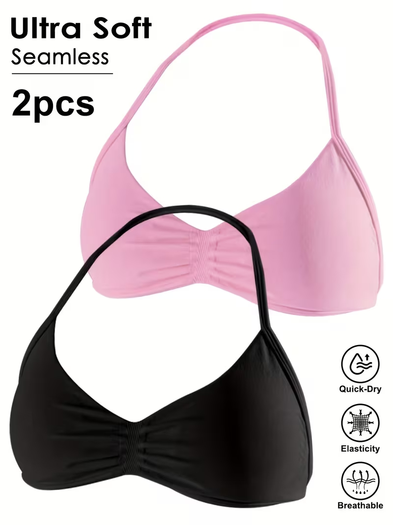 T Shirt Bra Seamless - 2 pezzi Top corto da palestra