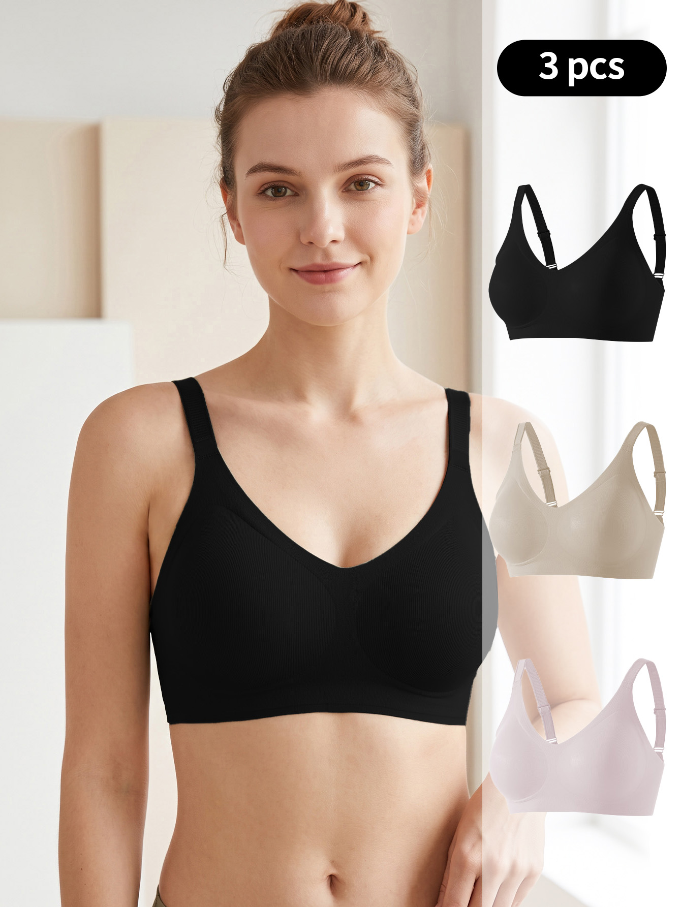 Wirefree Bra Comfort - Set 3 Pezzi Reggiseno Sportivo Senza